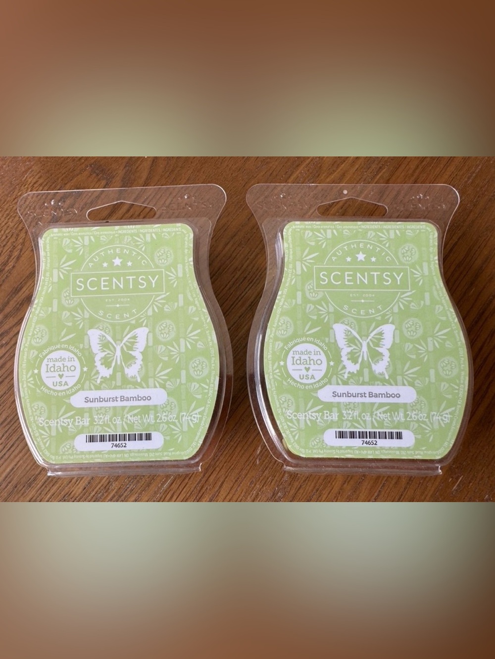 Scentsy 2 Sunburst Bamboo Wax Bar cucumber, bamboo, peony scent NIB